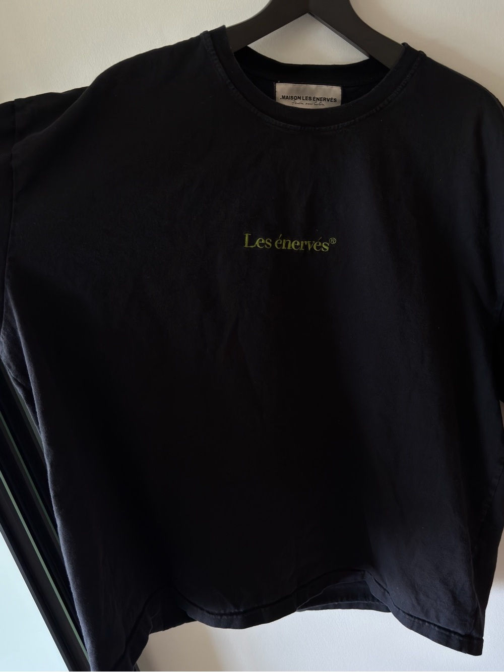 Maison Les Énervés Black Tee with Lime Logo
